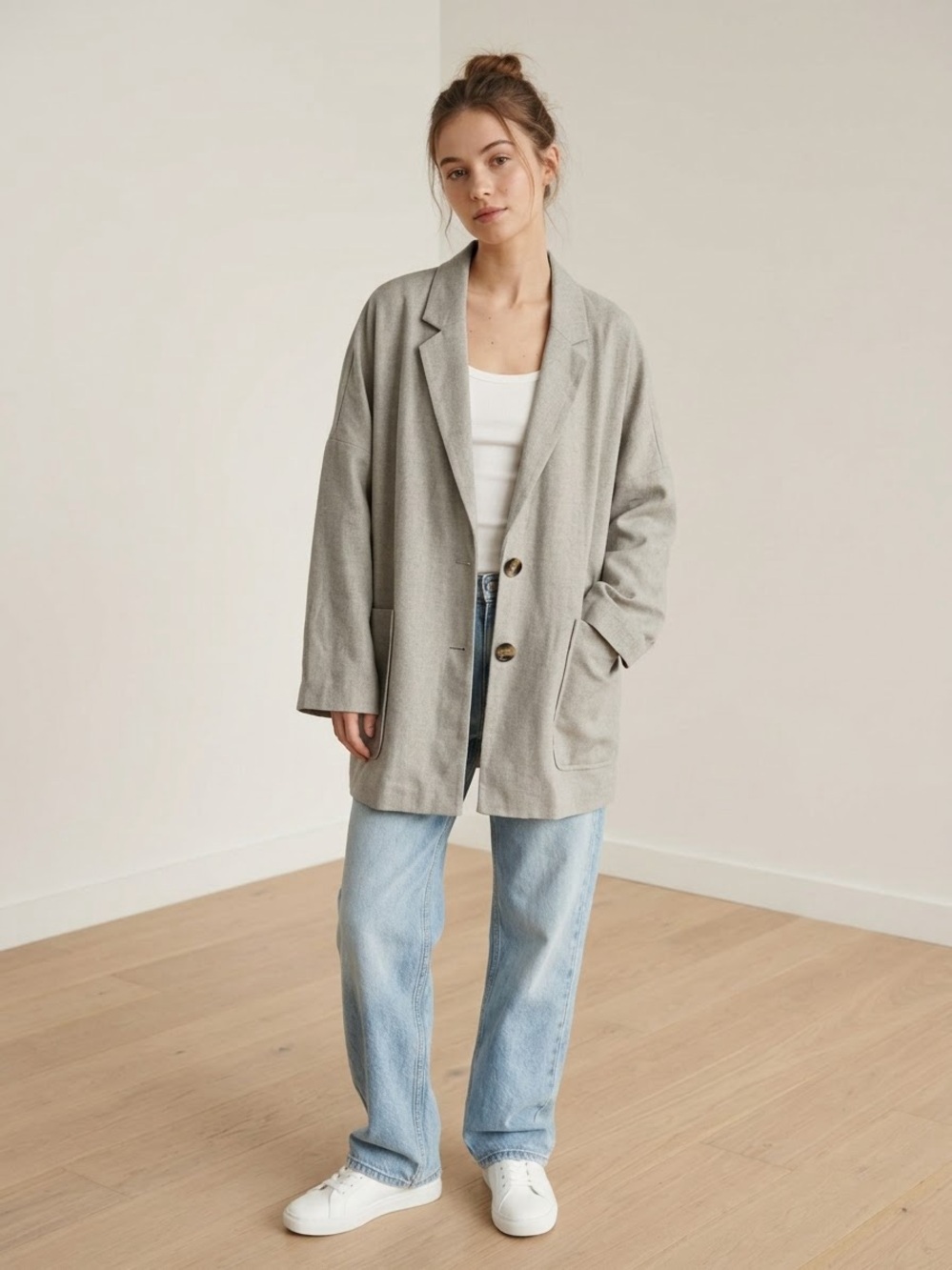 H&M Oversized Light Gray Blazer Jacket